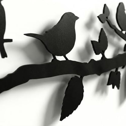 DEKADRON Metal Wall Decor, Birds on Branch, Metal Birds, Birds Sign Wall Art, Living Room Wall Art, Wall Hangings (39" W x 9" H / 100x22cm) - size: 39"L x 9"W