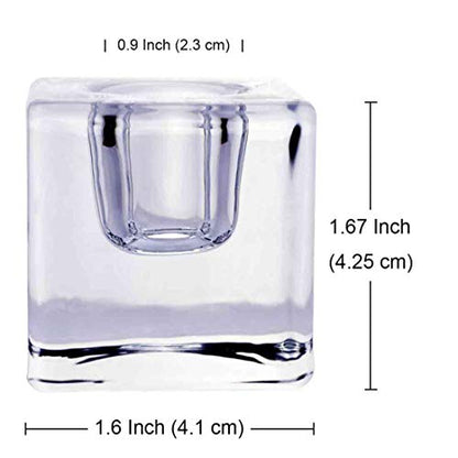 2PCS Square Glass Taper Candle Holders, Crystal Clear, Wedding & Dining | Crisp Transparency, Stable Base, 0.87" Taper Compatible, Light-Refracting, Modern Design, Event & Home Use