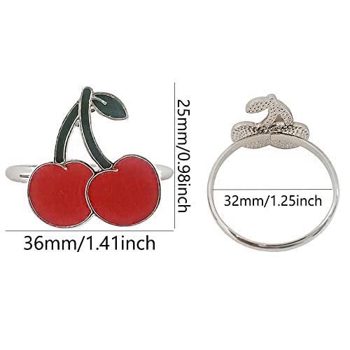 Cherry Napkin Rings Set of 12, Fashion Simple Cherries Shape Napkin Holders | Fruit Series Cherry Shape Serviette Buckles for Easter, Christmas, Thanksgiving Day, Holiday Party Table Decor