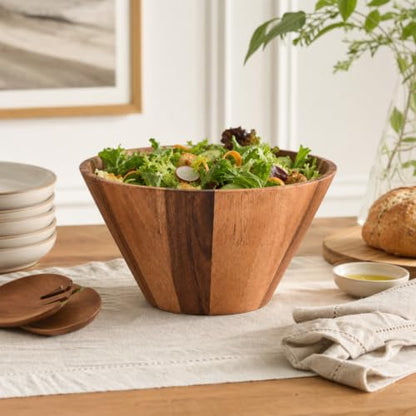 Arthur Court Acacia Wood Serving Bowl - Large Straight Side Salad Bowl for Fruits and Snacks - 12" Diameter x 7.5" Tall - size: Straight