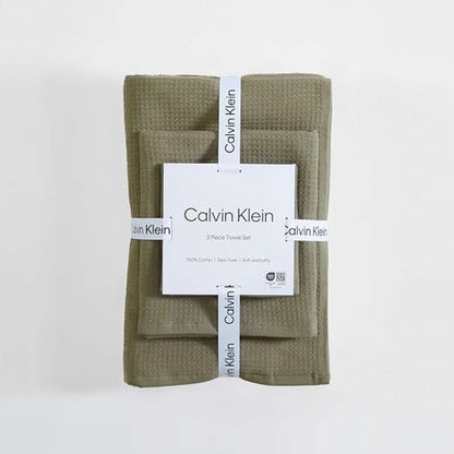 Calvin Klein - Bath Towels, Super Soft & Absorbent Cotton Towels, Oeko-Tex Certified (Eternity Solid Dusty Green, 3-Piece) - color: Eternity Dusty Green, size: 3 Pack