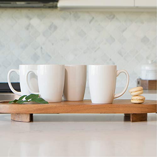 Serami White Coffee Mugs with Large Handles and 14oz Capacity, Set of 4