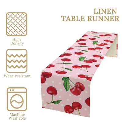 Red Cherry Table Runner, Tropical Fruit Polka Dot Print Table Runner for Birthday Party Dining Room Home Kitchen 13x36in - color: Fruit-4, size: 13x36in