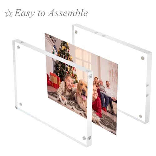 NIUBEE Square Picture Frames 8x8, Clear Acrylic Double Sided Frameless Card Print Display for Home or Office - size: 8x8"(1 Pack)