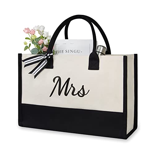 TOPDesign Canvas Tote Bag, Bridal Shower Gifts for Bride, Wedding Bachelorette Bride Gifts Shoulder Bag - style: Mrs