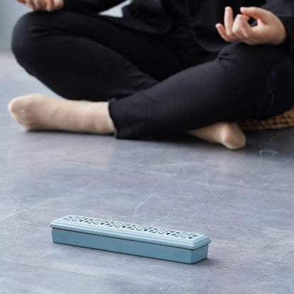 CEREMONY Incense Holder for Sticks, Ceramic Insence-Stick Holder Ash Catcher, Incense Holder Timkburner for Meditation Yoga Spa Room Incense Holder (Mesh-Blue) - color: Mesh-blue