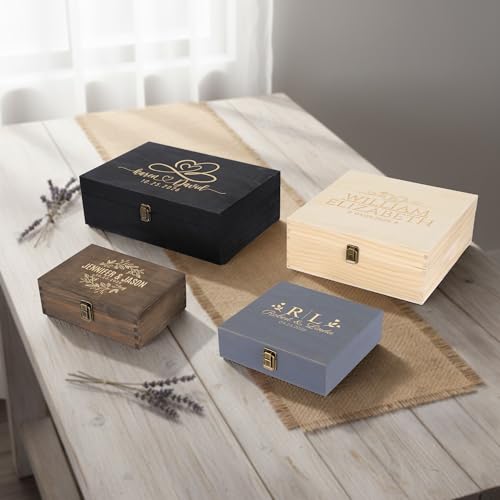 Personalized Anniversary Memory Box Custom Engraved Wooden Keepsake – Rustic Romantic Gift Box for Couples, Him & Her – Wedding, Proposal & Milestone Love Memento - style: 6. Anniversary Designs