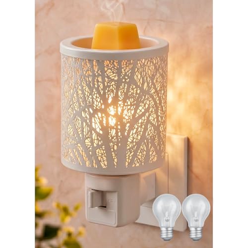 Wax Melt Warmer, Plug in Wax Warmer for Scented Wax & Fragrance Oil, Metal White Wax Melter with Spare Bulb, scentsy Night Light for Home Decor & Gift (Tree-White) - color: Tree-white