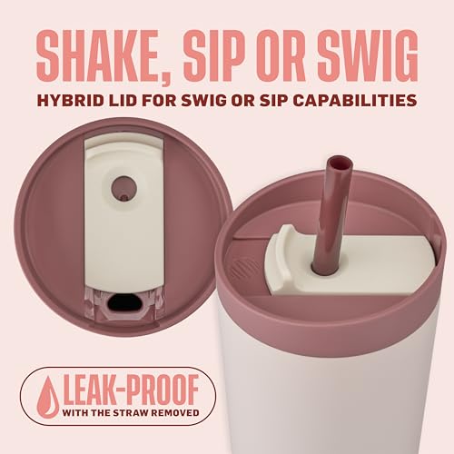 BlenderBottle Tumbler 2-in-1 Stainless Steel Shaker Cup 24 oz Sahara Sunset | Leak-Proof with Straw Removed | Blenderball Whisk Technology | Sip or Chug Spout | Protein | Greens | Hydration - color: Sahara Sunset, size: 24 Ounces