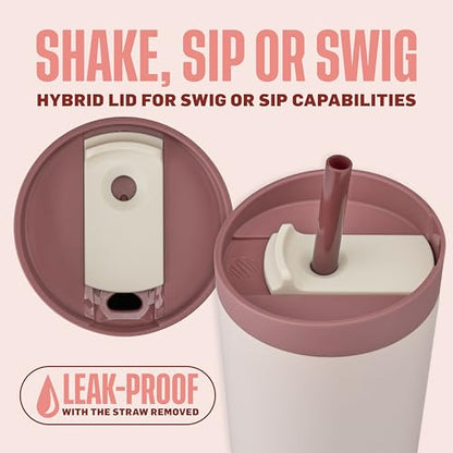 BlenderBottle Tumbler 2-in-1 Stainless Steel Shaker Cup 24 oz Sahara Sunset | Leak-Proof with Straw Removed | Blenderball Whisk Technology | Sip or Chug Spout | Protein | Greens | Hydration - color: Sahara Sunset, size: 24 Ounces