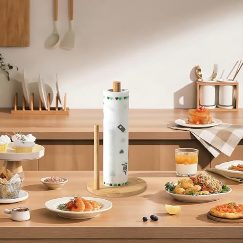 4 Pcs Bamboo Paper Towel Holder, Natural Bamboo Wooden Countertop Standing Paper Towel Holder, Free-Standing Kitchen Roll Hanger Rack for Dining Table Bathroom Bedroom Living Room - color: 4pcs Set