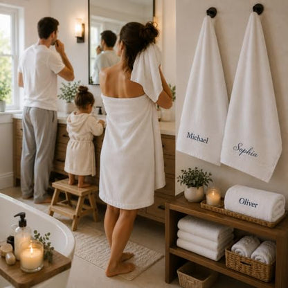 Personalized Towel Set, Custom Bath Towels with Names, Turkish Cotton Green | 2 Pcs Hand Towel, 100% Cotton, Embroidered, Monogrammed, Customized Gift For Adults, Wedding, Bridal Shower, Housewarming - color: Green, size: Hand Towels - 2 Piece