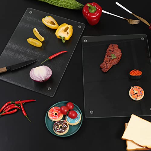 Murrey Home Glass Cutting Board for Kitchen Counter, Tempered Glass Chopping Boards Dishwasher Safe, Small Clear Countertop Tray, Scratch Resistant, Heat Resistant, Non Toxic, Frosted, 20"x16" - color: Textured Clear, size: 19.7"L x 15.7"W