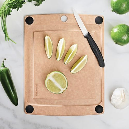 Epicurean All-In-One Cutting Board with Non-Slip Feet and Juice Groove, 11.5" × 9", Natural/Black - color: Natural/Black, size: 11.5"L x 9"W