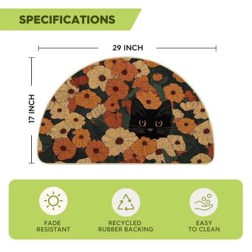 Artoid Mode Black Cat Flowers Summer Home Decor Low-Profile Switch Rug Door Mat for Indoor Outdoor 17x29 Inch