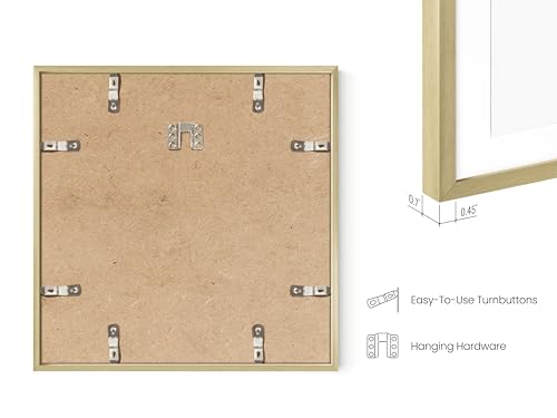 HAUS AND HUES 12x12 Gold Metal Picture Frame Matted to 8x8 - Features Premium Aluminum & Hanging Hardware, Shatterproof Plexiglass - Ideal for Home, Office (12x12 in, Gold, Set of 1) - color: Gold Metal, size: 12x12 in, style: Set of 01