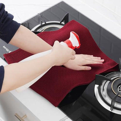 Homaxy 100% Cotton Waffle Weave Kitchen Dish Towels 4-Pack, Burgundy | 13 x 28 Inches, Ultra Soft Absorbent Dish Towels, Quick Drying Cleaning Towels - color: Burgundy, size: 13 X 28 - 4 Pack