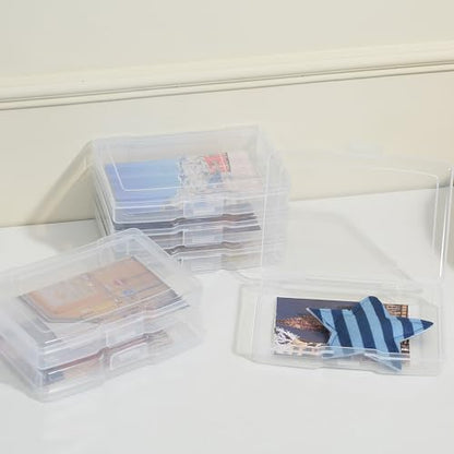 PCA Photo Storage Box 4" x 6" With Handle - 16 Inner Keeper, Large Organizer, Clear Plastic Craft Case for Stickers, Stamps, Jigsaw, Vegetable Seeds - color: white