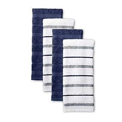 KitchenAid Albany Kitchen Towel 4-Pack Set, Blue Willow/White, 16"x26" - color: Blue Willow, size: 16"x26"