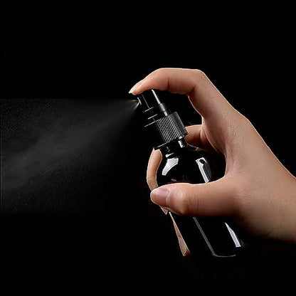 NOOEEISS Black Glass Small Spray Bottle 2 oz 24 Packs,Fine Mist Sprayer Small Clear Bottles,Refillable Containers mini spray bottles for Cleaning Solutions and Skin Care (Black 24pcs) - color: Black, size: 24Pack