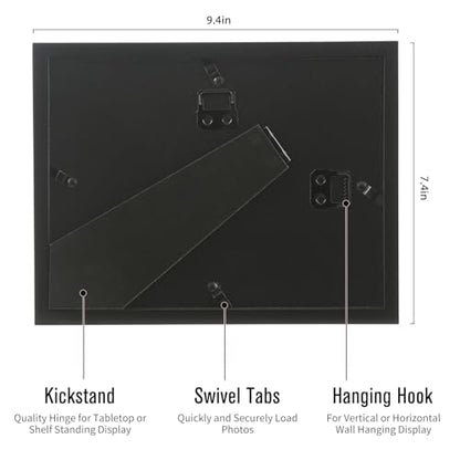 4x6 2-Opening Collage Frame Black Wood | Two 4x6 openings, shatter-resistant glass, tabletop & wall mount - size: 4x6 - 2 Opening
