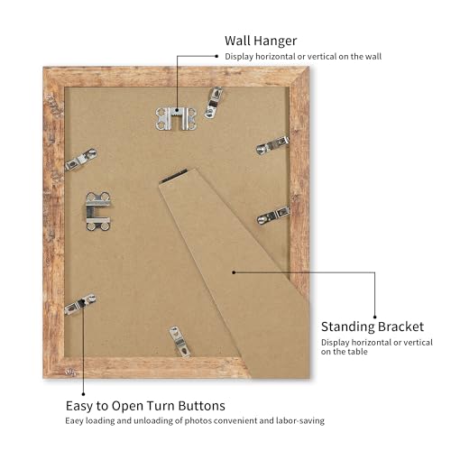 iRahmen 10x12 Picture Frame with Mat 8x10 - High Definition Tempered Glass Wooden Photo Frames for Tabletop Display and Wall Mounting (Rustic Brown, Set of 2) - color: Rustic Brown, size: 10X12