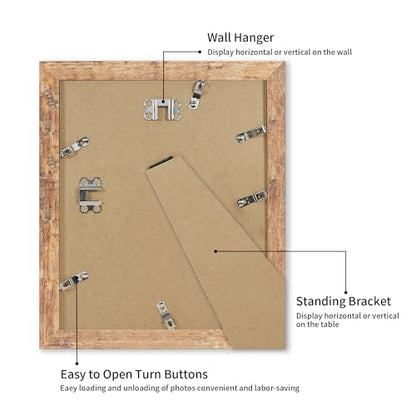 iRahmen 10x12 Picture Frame with Mat 8x10 - High Definition Tempered Glass Wooden Photo Frames for Tabletop Display and Wall Mounting (Rustic Brown, Set of 2) - color: Rustic Brown, size: 10X12