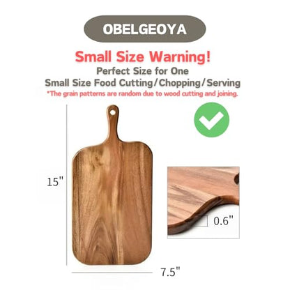 Handcrafted Serving Board with Handle - 15" x 7.5" Wooden Cutting Chopping Board for Meat, Vegetables, Bread, Charcuterie, Cheese Board, Food Serving Tray for Kitchen Appetizers - size: 15" x 7.5" Acacia