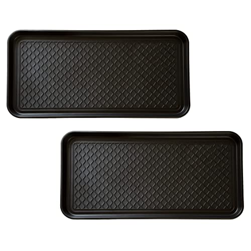 All-Weather Indoor and Outdoor Mat and Boot Tray 2 Pack (Black) by Stalwart