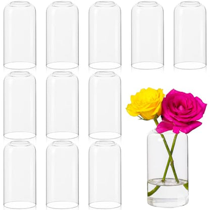 12pcs Glass Bud Vases - 5 Inch Tall Clear Flower Vases for Centerpieces, Glass Vase Modern Bud Vase for Wedding Party Dining Table Centerpieces, Living Room Decorative, Home Decor - size: 12 Pcs 5 Inch