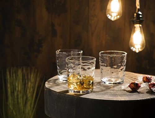 Glaver's Whiskey Glasses Set of 6. Hammered Cocktail Glasses,13oz. Bar Glasses. Old Fashioned Glasses for Scotch,Rum,Bourbon Glasses. - size: 13 Ounces