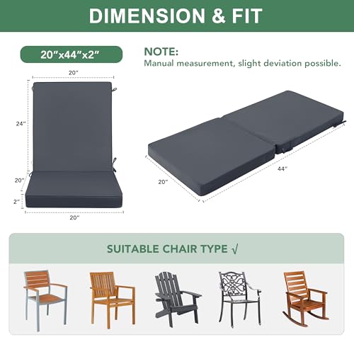 Summsun 4-Pack High Back Outdoor Chair Cushions, 20 x 20 Inch, Dark Grey | High-Resilience Foam, Non-Slip Bottom, Water Resistant, Removable Cover, Hidden Zipper, Fit for Garden, Lawn, Patio Furniture - color: Dark Grey