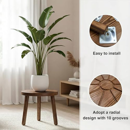 Wood Plant Stands 5-Pack Indoor, Plant Stool, Dark Brown | Premium carbonized pine with moisture-resistant, burr-free finish, Snap together in 60 seconds, no tools needed - color: Dark Brown, size: 5-Pack