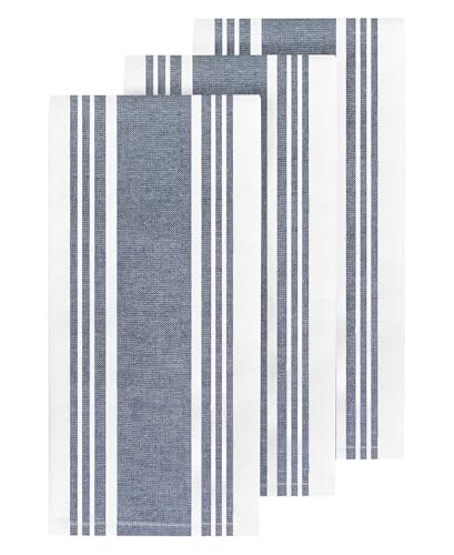 All-Clad Dual-Purpose Kitchen Towels: Highly Absorbent, Super Soft Long Lasting - 100% Cotton, 17"x30" Dish Towels for Cleaning & Drying Dishes, Pans, Glassware, or Countertops, (3-Pack), Indigo - color: Indigo