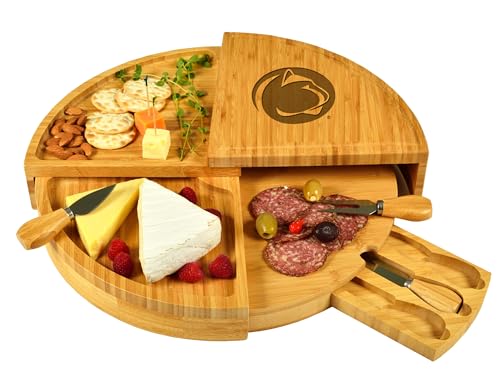 Picnic at Ascot NCAA Penn State Nittany Lions Bamboo Charcuterie Cheese Board with Knife Set & Cheese Markers