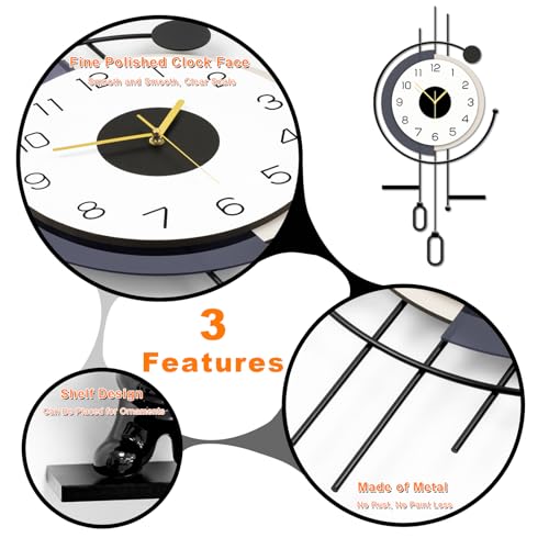 Metal Pendulum Wall Clock – Silent Non‑Ticking Design 16.5"x34.7" | Modern Decorative Large Clock for Living Room, Office, Bedroom or Kitchen, Elegant Home Decor Gift - size: 16.5*34.7in