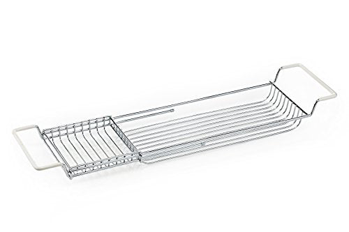 Home Intuition Stainless Steel Expandable Shower Bathtub Tray Over the Clawfoot Tub Bath Caddy