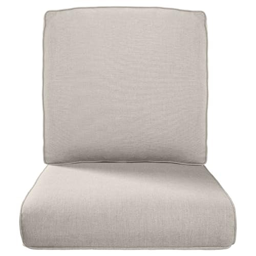 Pop 22x25/22x24 Outdoor Replacement Cushions - 1 Set High Back Deep Seat Patio Furniture Cushion for Wicker Dining Swivel Rocking Chairs Rattan Loveseat Couch Sectional Sofa - Beige/Classic - color: Beige/Classic, size: 22x25x4"(Deep Seat)