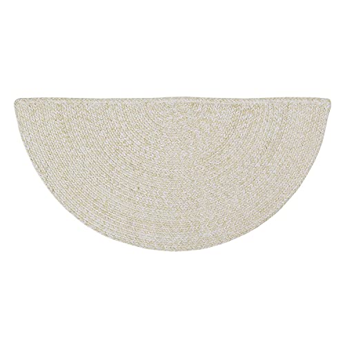 Super Area Rugs Farmhouse Braided Rug Cotton Kitchen Reversible Carpet Yellow & White, 20" X 40" Half Circle - color: Yellow & White, size: 1'8" x 3'4" (Semicircular)