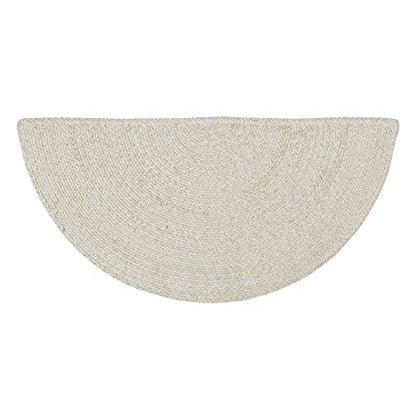 Super Area Rugs Farmhouse Braided Rug Cotton Kitchen Reversible Carpet Yellow & White, 20" X 40" Half Circle - color: Yellow & White, size: 1'8" x 3'4" (Semicircular)