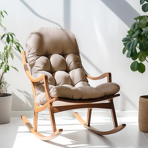 Adirondack Chair Cushion, Rocking Chair Cushion 44x19.4x4 inch, High Back Patio Cushions of Upper and Lower with Ties, Sunscreen and Fade-Resistant (Beige, 2) - color: Beige