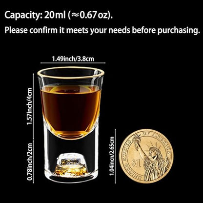 20ml (0.67 oz) Shot Glasses Set of 6, Crystal 20ml Glass Set for Vodka | Shot Cups Decorated with 24K Gold Flakes for Whiskey, Tequila, Mini Shot Glass Perfect for Party, Bar, Club - size: 6 Pack 20ml