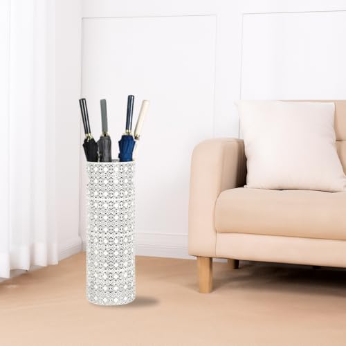 21 inch Heavy Duty Metal Umbrella Stand - Durable Storage Holder for Umbrellas - Indoor and Outdoor Use - Stylish and Modern Organizer for Entryways. (White Lace) - color: White Lace
