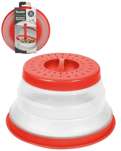Tovolo Microwave Splatter Cover for Food, Small (Candy Apple Red) - Collapsible & Vented Silicone Splatter Guard Lid - Microwave Plate & Dish Cover with Handle - BPA-Free Kitchen Gadget for Meal Prep - color: Candy Apple Red, size: Small (8 inch)