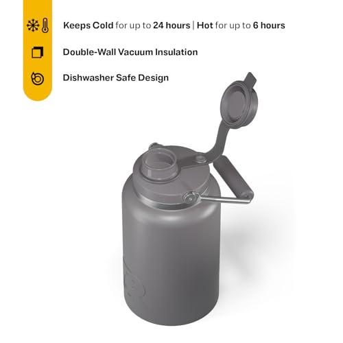 RTIC Half Gallon Outback Jug, Ceramic Lined, Graphite | Stainless Steel, Insulated Water Bottle with Lid and Handle, Double Wall Vacuum Insulation - color: Graphite
