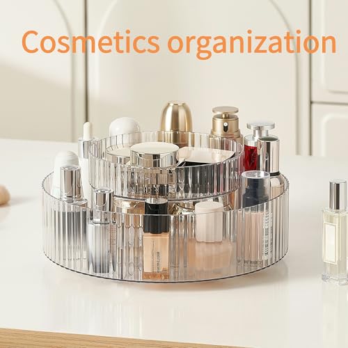 Plastic Lazy Susan Organizer,2 Tier Rotating Storage Turntable for Cabinet Clear Spice Rack,Makeup Spinning Organizer,Countertop Organizer for Kitchen,Pantry,Bathroom,Office - size: 11 Inch | 2 Tier