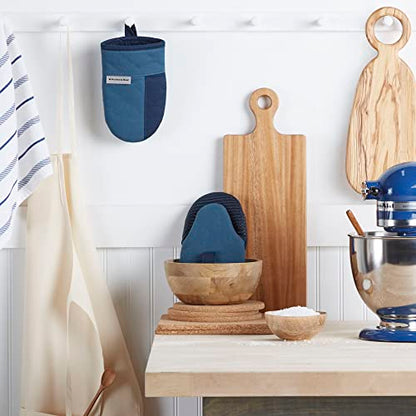 KitchenAid Beacon Two-Tone Non-Slip Mini Oven Mitt Set, Navy/Ink, 5.5"x8", 2 Piece - color: Navy/Ink Blue