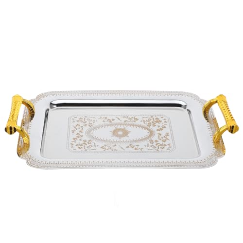 ABOOFAN European Style Tray with Double Handles Retro Fruit Tray for Serving Food 13.77 X 9.64 X 0.59 in Vintage Serving for Home Kitchen Dining Ktv