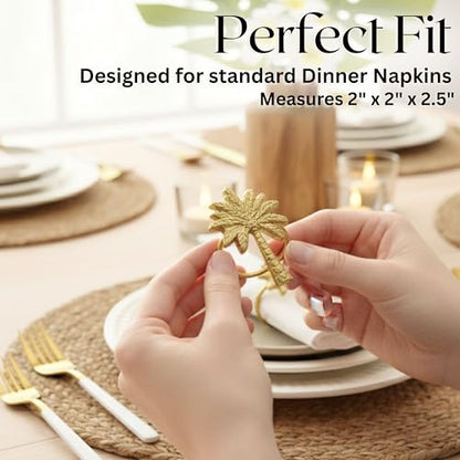 Napkin Ring Set of 12, Fall Thanksgiving Christmas Napkin Rings, Festival Metal Napkin Rings Holders, Napkin Ring Bulk for Wedding, Party, Elegant Table Settings Gift Ideas (Gold) - ALPHA Living HOME - color: Old Gold, size: 12- Pack