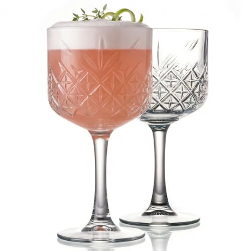 Extra Large Vintage Coupe Glass Set of 2, Crystal Design Cocktail Glasses, Long Stem Martini Margarita Champagne Wine Goblet, Elegant Barware for Home & Parties (16.9oz/500ml) (Queen Set of 2)